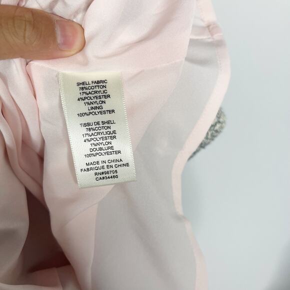 New Rebecca Taylor 4 Blue Gray Sleeveless Tweed V Neck Dress Ruffled Hem Cotton - Picture 10 of 14